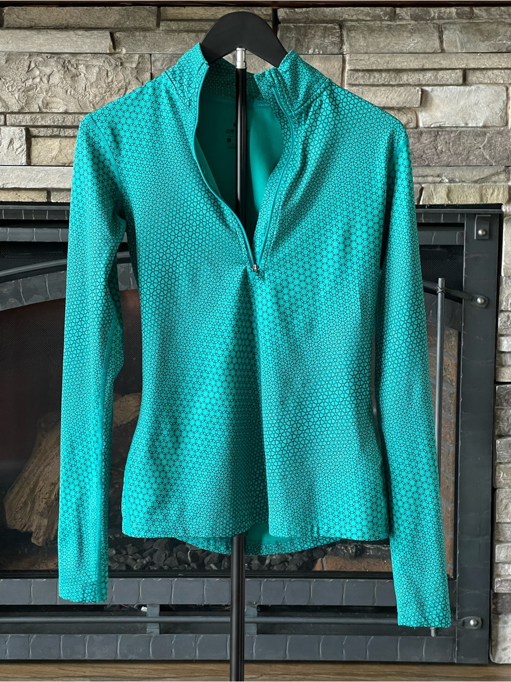 Nike Dri-FIT Teal Geometric Half-Zip Running Top Small
